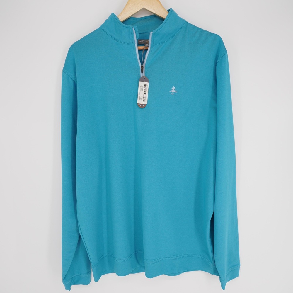 Peter Millar Perth Stretch 1/4 Zip Pullover Men XL Blue Wicking Golf Performance